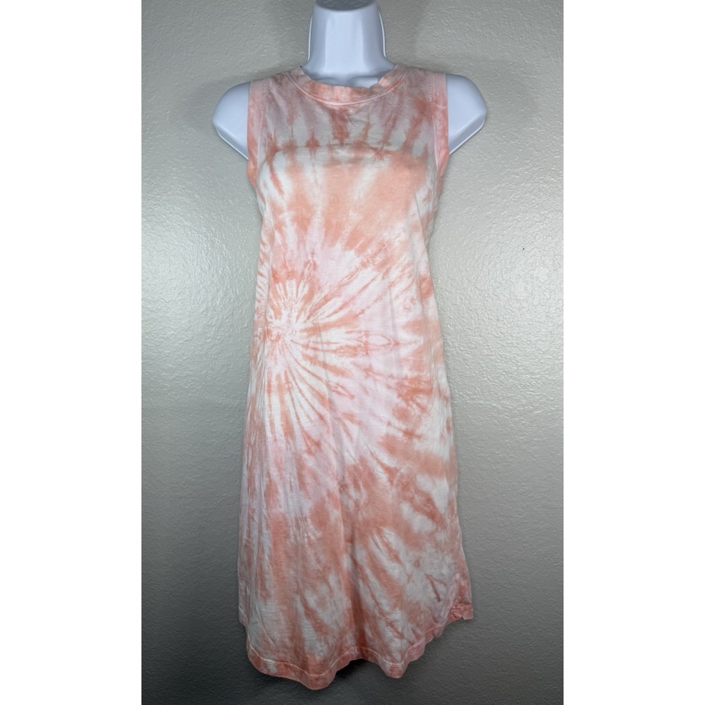 J. Crew Women's Sleeveless Tie-Dye Knit Tank Dress Size M Coral White